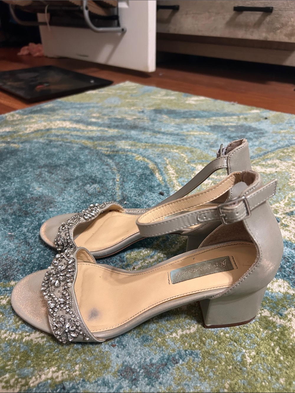 Betsey Johnson Beaded Ankle-Strap Heels in Silver - Picture 6 of 6